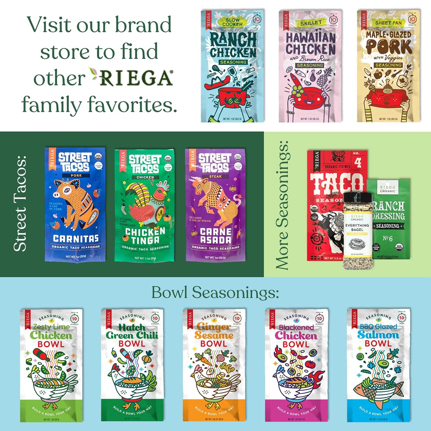 Riega Taco Seasoning, Organic Mexican Spice Blend for Tex Mex Beef, Chicken, Veg