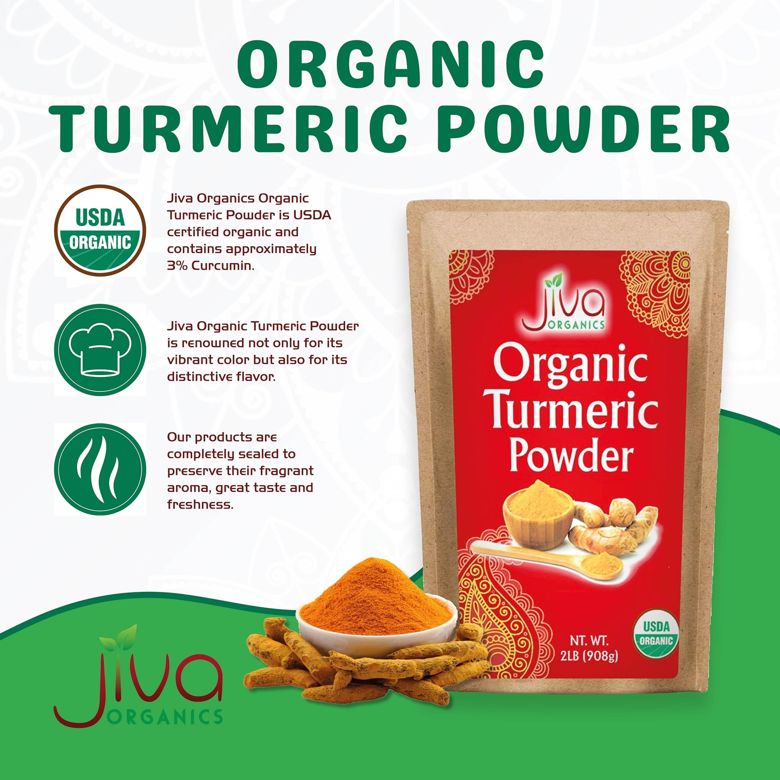Organic Turmeric Powder by – 100% Raw with Curcumin – Lab Tested & Reports Av…
