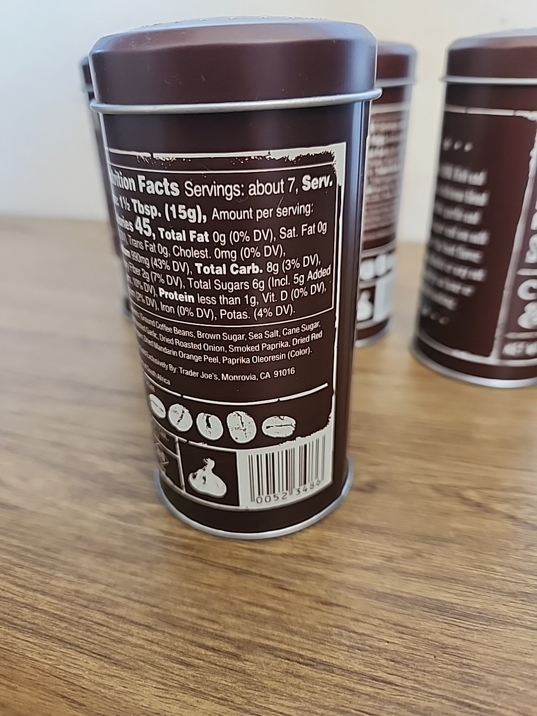 4 Pack Trader Joe’s BBQ Rub & Seasoning with Coffee Garlic 3.5 oz Shaker Tin Can