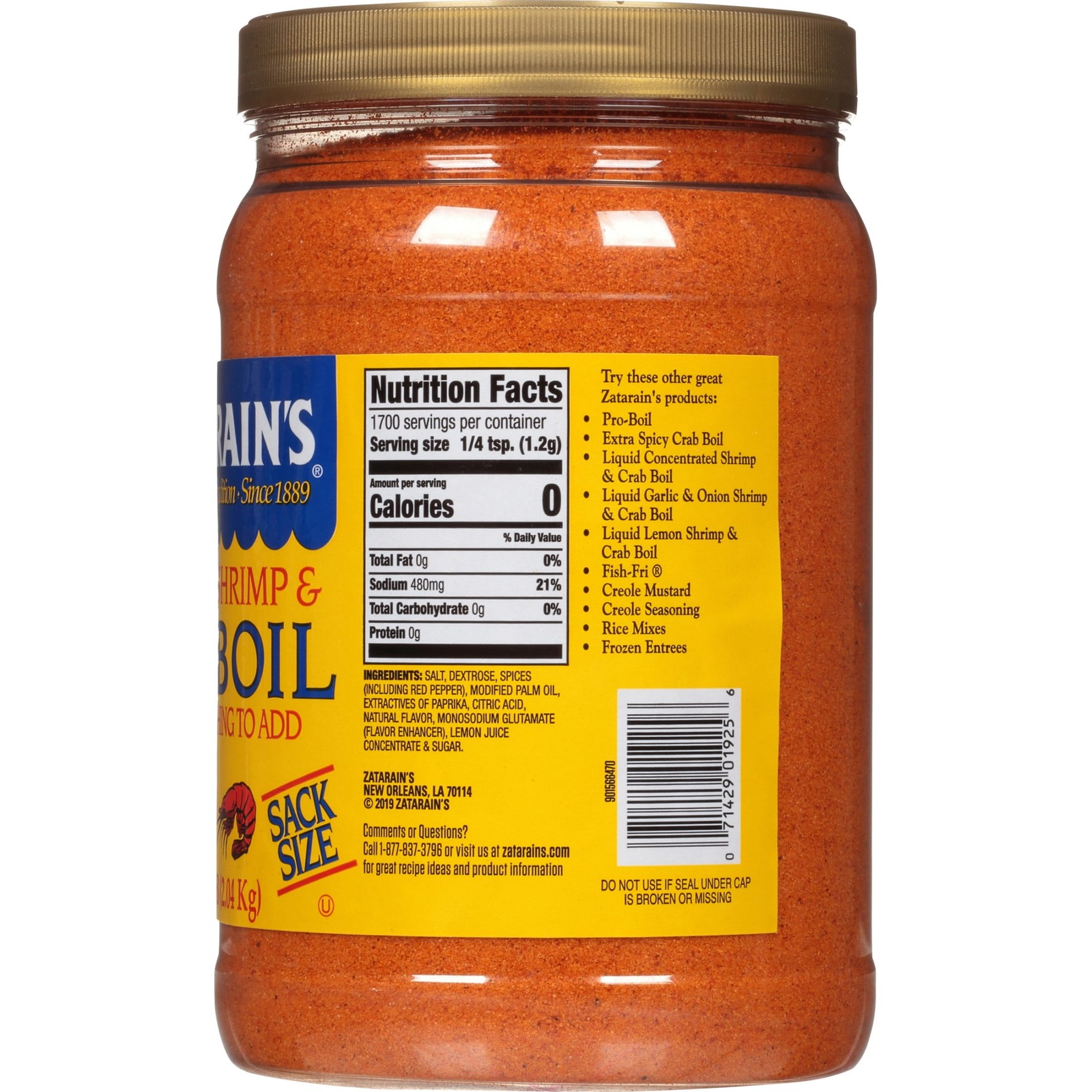 (3 Pack) Zatarain’s Kosher Crawfish, Shrimp & Crab Boil, 4.5 Lb Jar