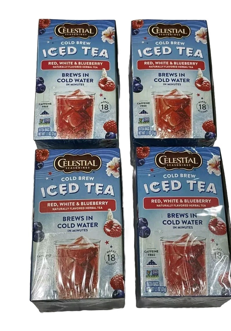 4 Celestial Seasonings Cold Brew Red White & Blueberry Herbal Iced Tea – New