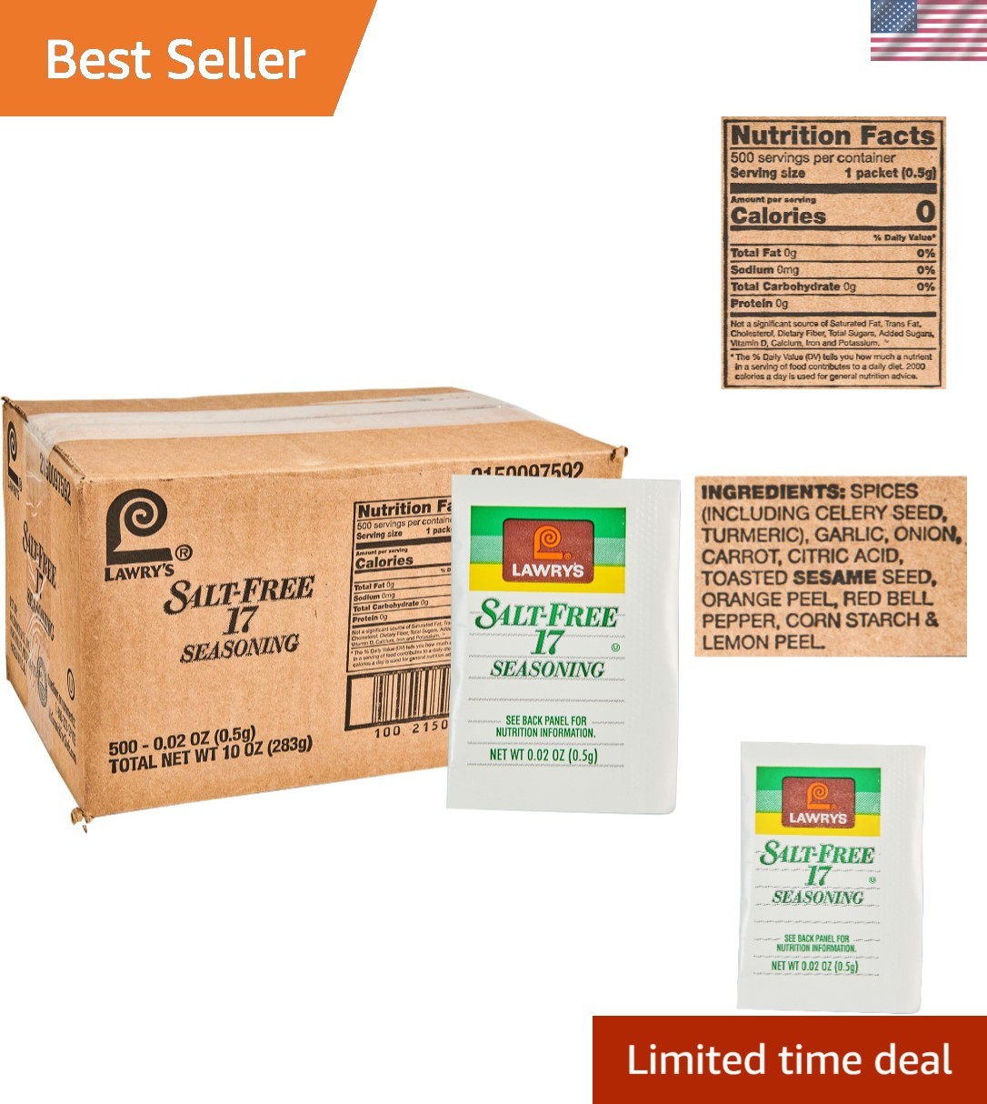 Salt Free 17 Seasoning Packets, 500 count – One 500 Count Box of 17 Seasoning…