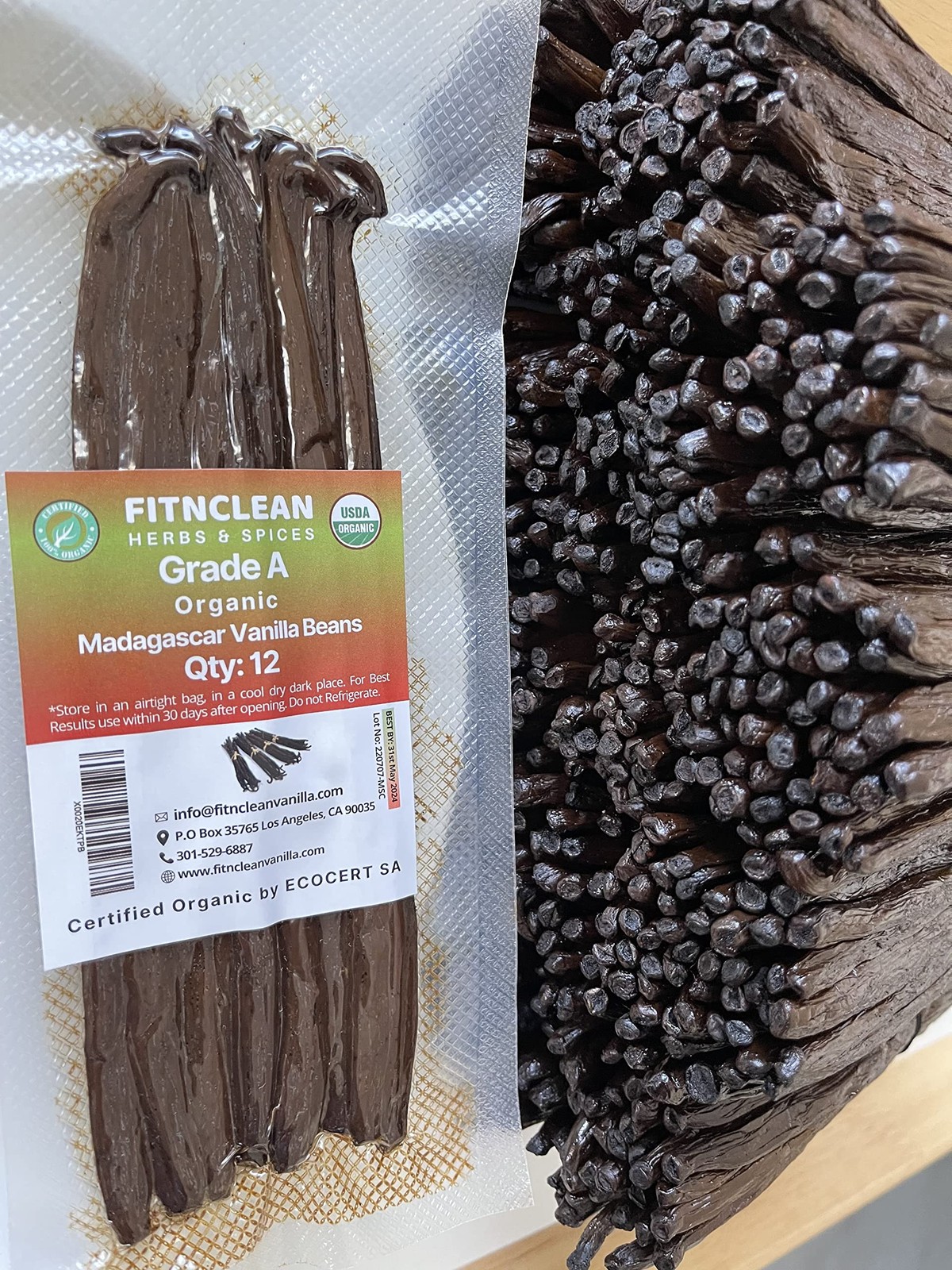 12 Organic Madagascar Vanilla Beans Grade A. Certified USDA Organic 6″7.5″ by…