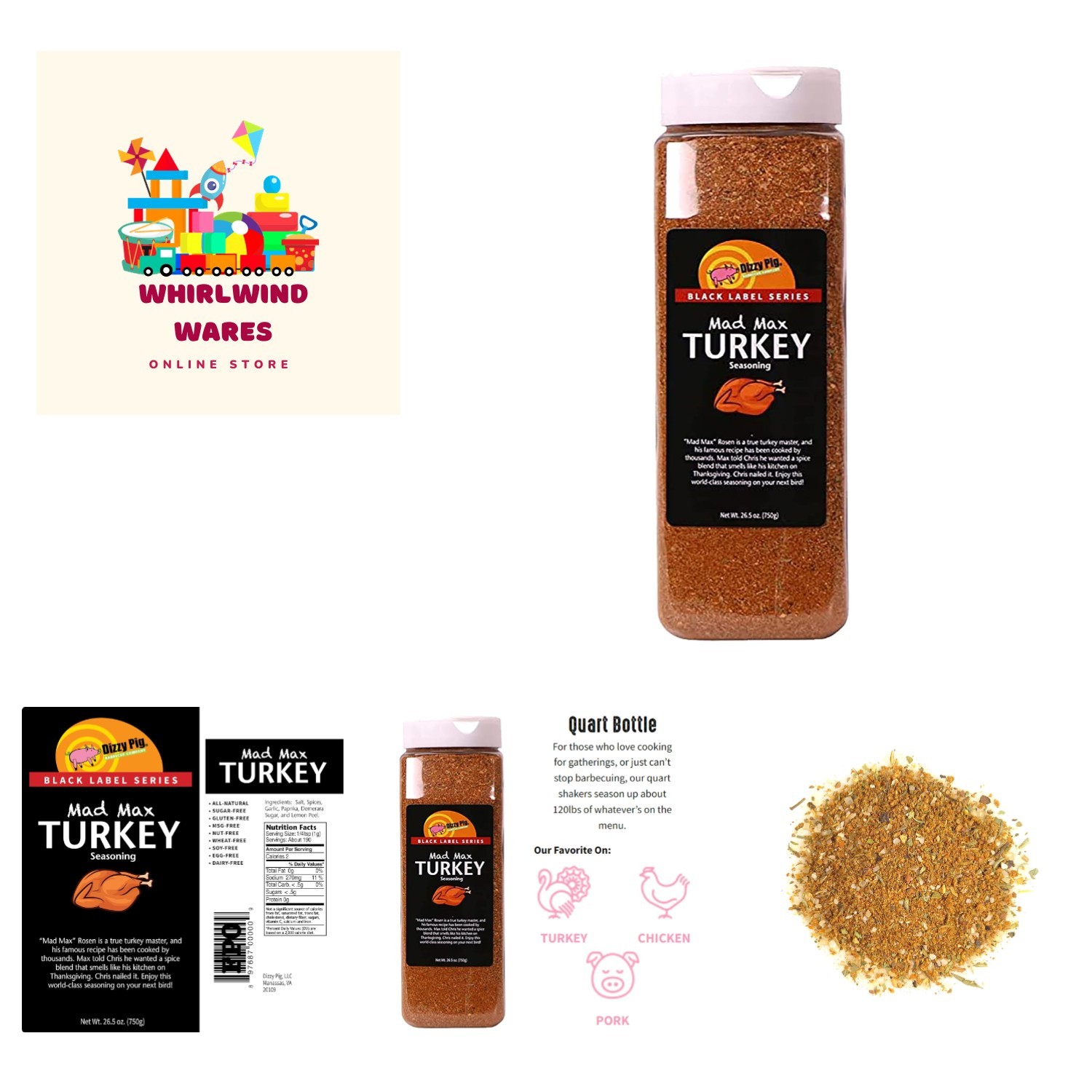 Handmade Mad Max Turkey Seasoning Shaker – Perfect for 120lbs of Food, 26.5oz