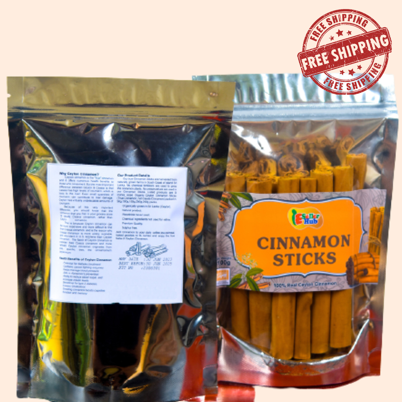 Cinnamon Sticks, Organic Pure Ceylon True Cinnamon from Sri Lanka Free Shipping