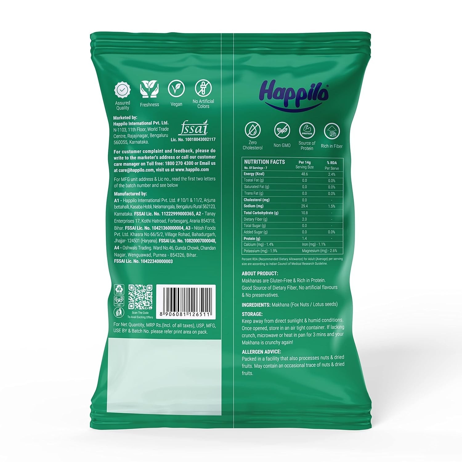Happilo Premium Jumbo Fox Nuts (Phool Makhana) 100g | Free Delivery 7-10 Days