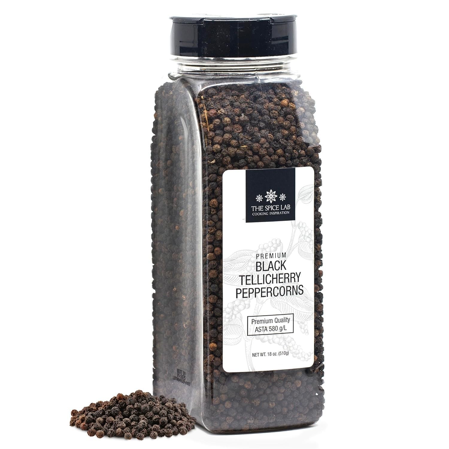 High Oil Whole Tellicherry Black Peppercorns – 1.12 lb Jar for Remarkable Flavor