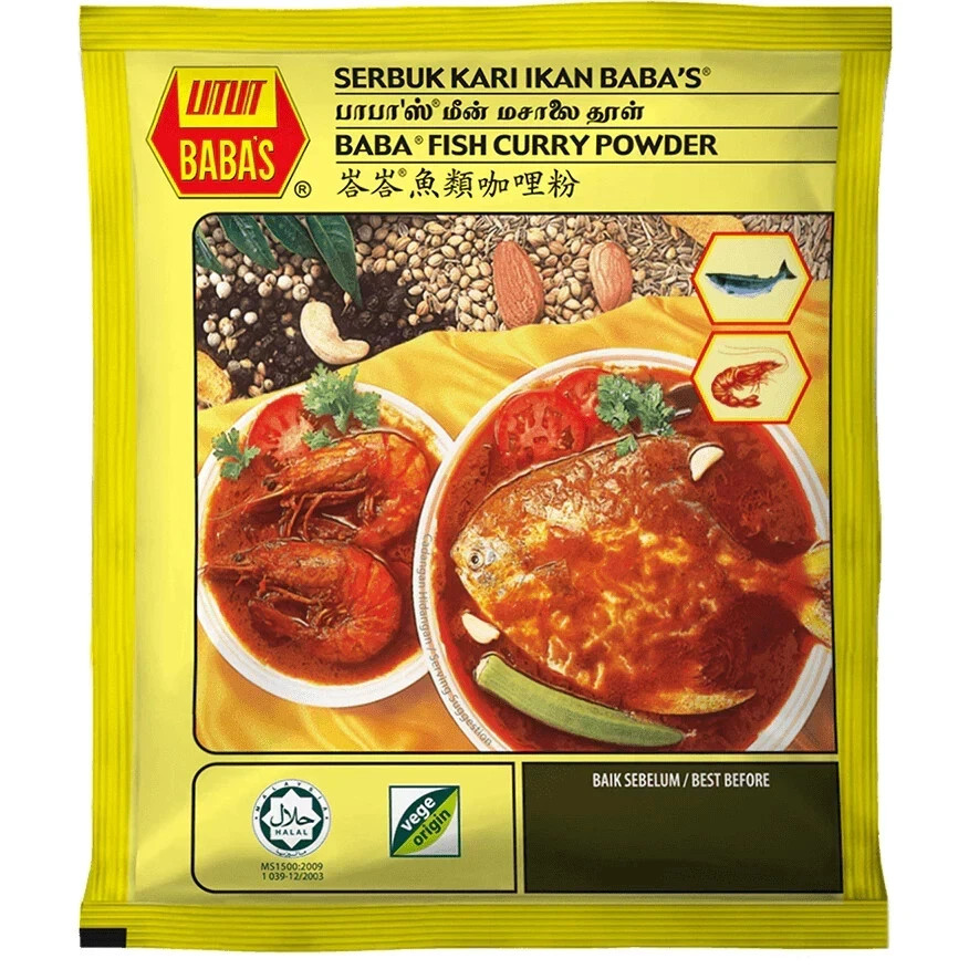 4X BABA’S Malaysia Fish Curry Powder Serbuk Kari Ikan Babas 250 gm (8.82oz)