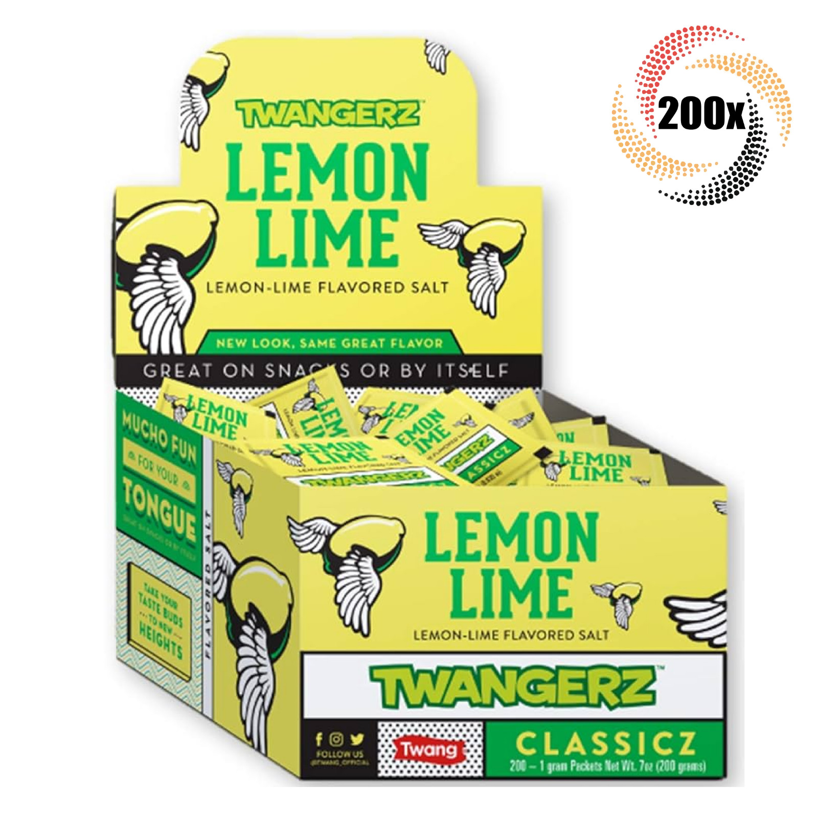 Full Box 200x Packets Twang Twangerz Classicz Lemon Lime Salt Topping | 0.03oz