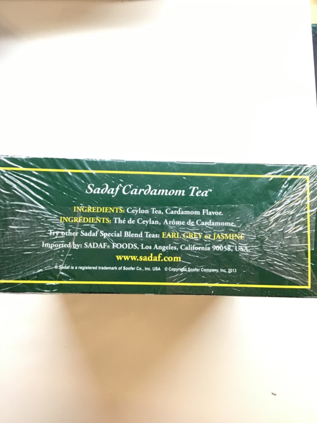 Sadaf Tea Bags Cardamom Special Blend Ceylon Black Persian Tea 100ct Sealed Box
