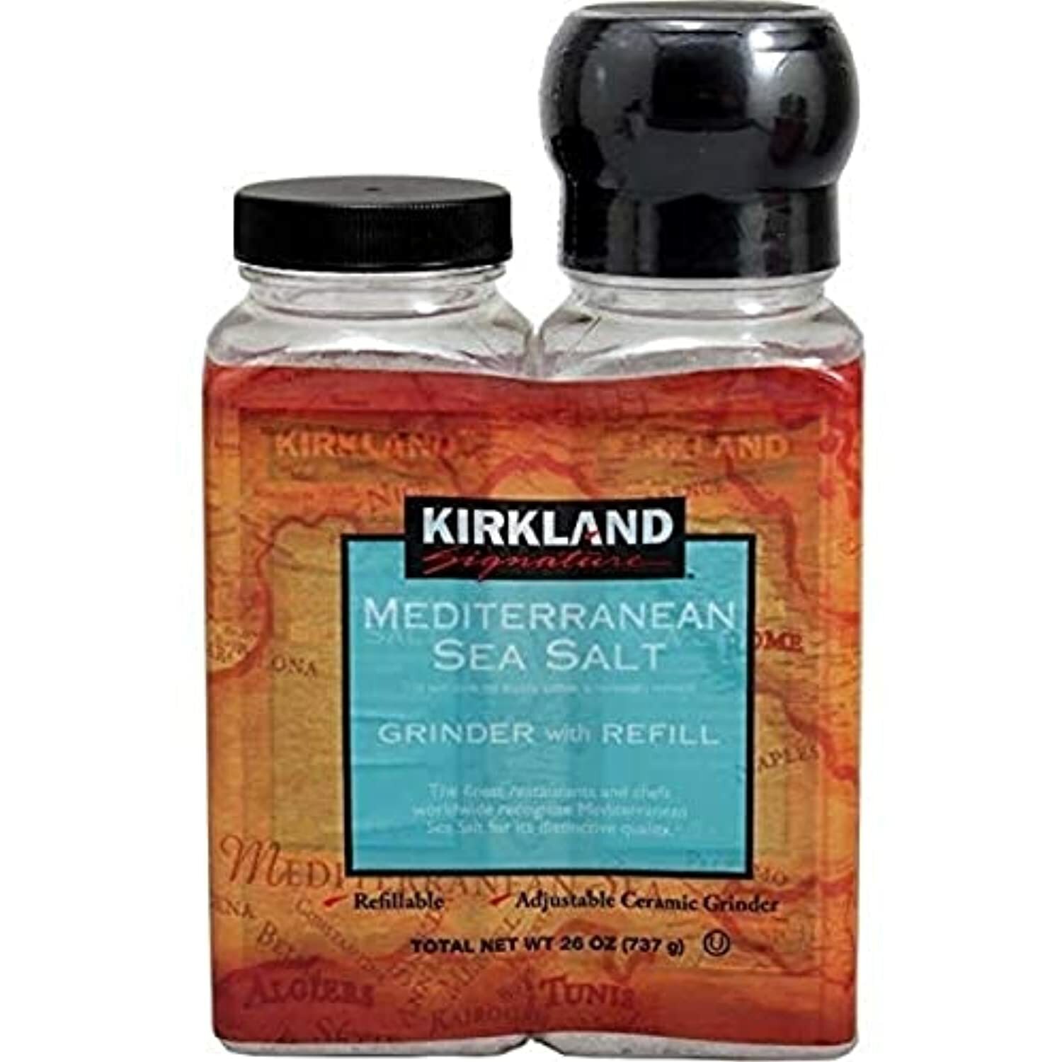 Kirkland Signature Mediterranean Sea Salt with Grinder – 2 Pack (13 oz)