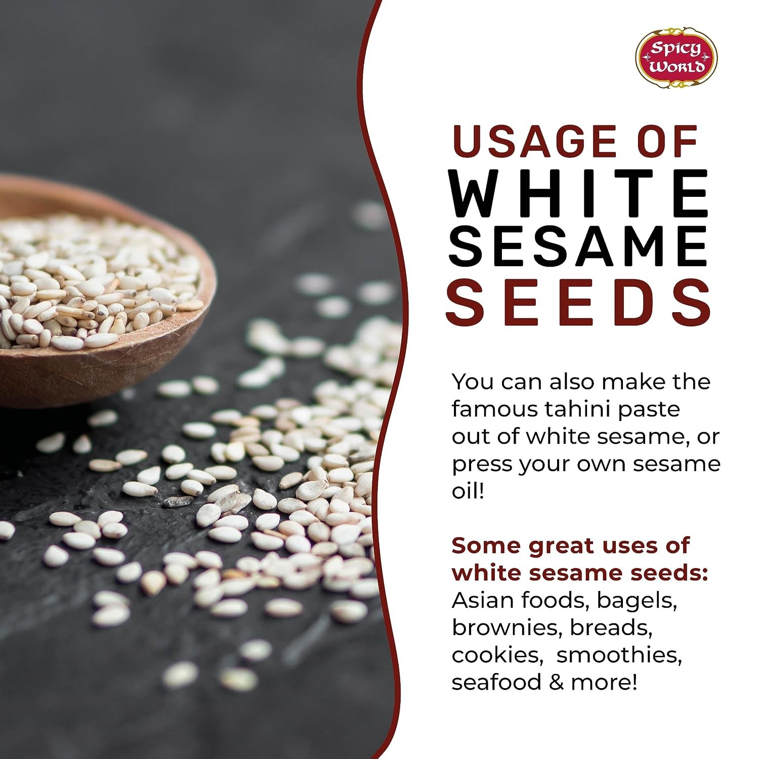 White Sesame Seeds 3 LB Bag – Natural, Raw, Hulled, Non-Gmo, Bulk Resealable Bag