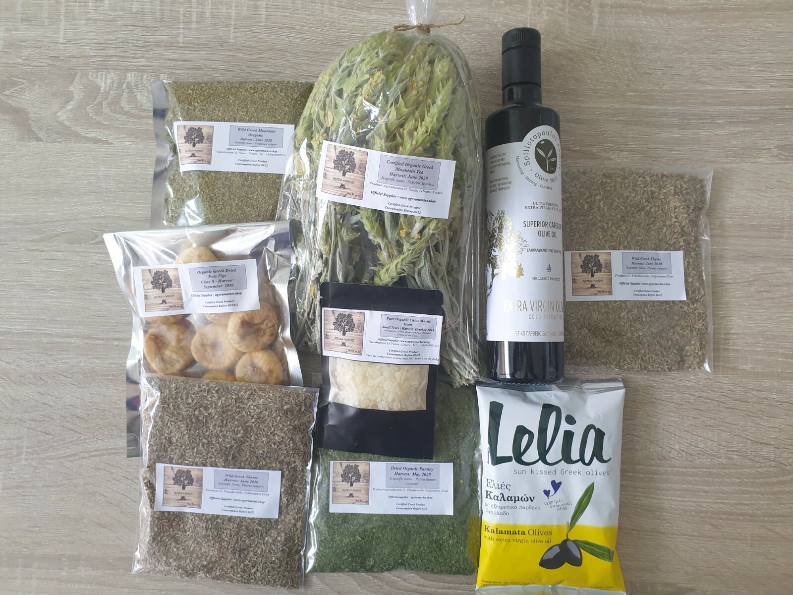 Christmas Gift Greek Products Sets Oregano Mountain Tea Olive oil Figs and More