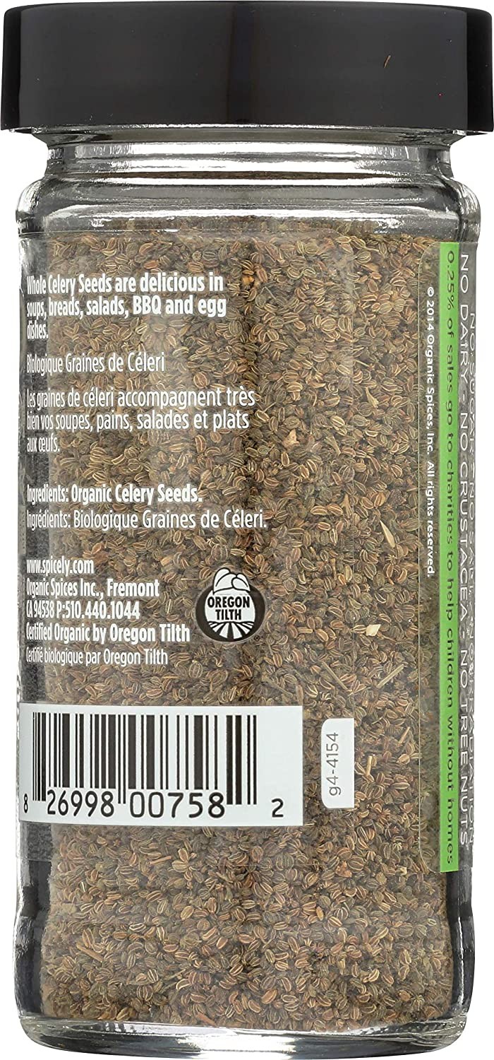 Spicely Organic Celery Seeds, Certified Gluten Free, 1.4 Ounce