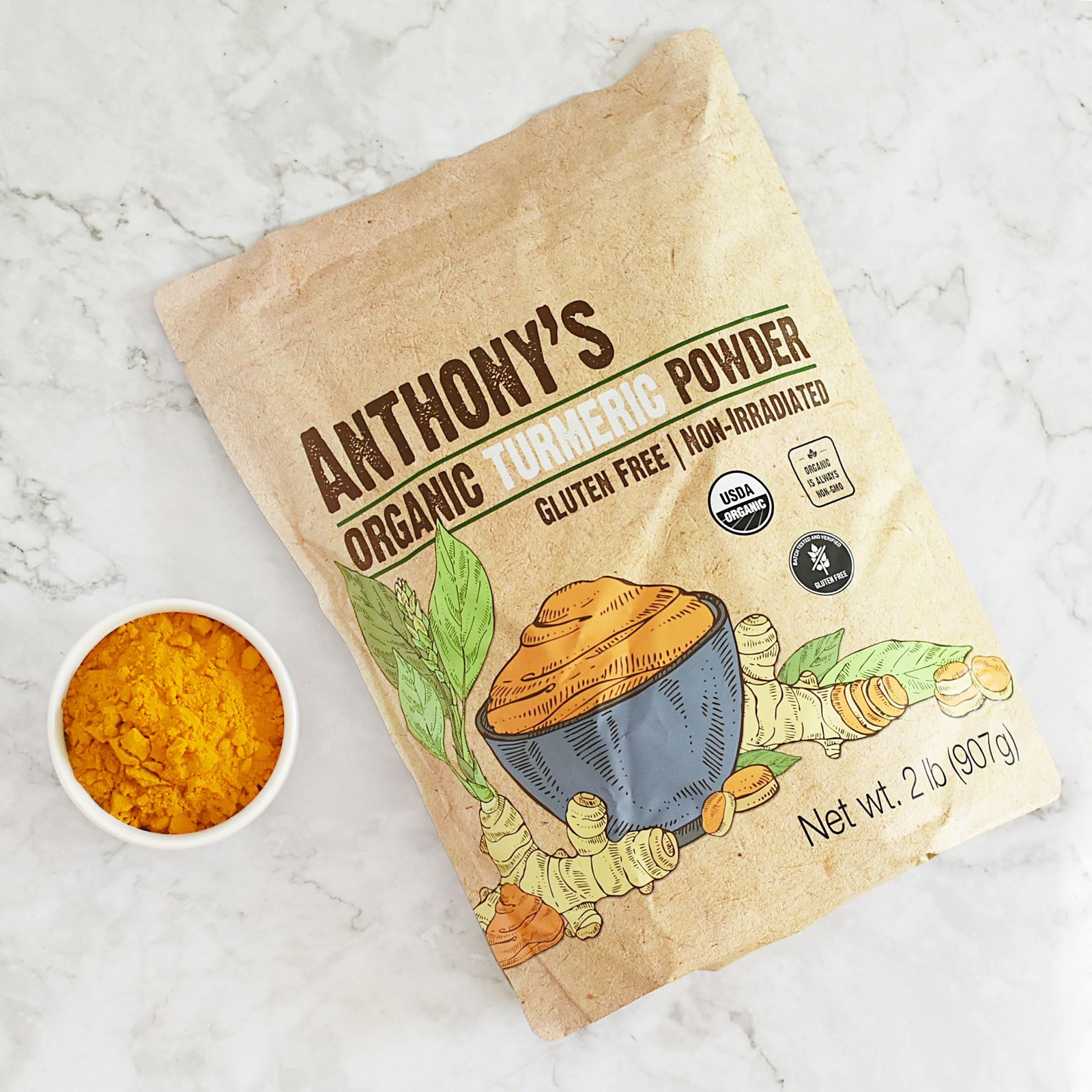 Anthony’s Organic Turmeric Root Powder, 2 lb, Curcumin 2 Pound (Pack of 1)
