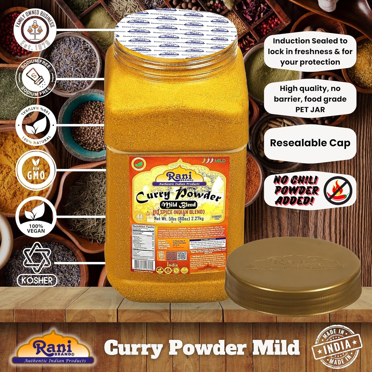 Rani Curry Powder Mild (10-Spice Authentic Indian Blend) 5 Pound (Pack of 1)