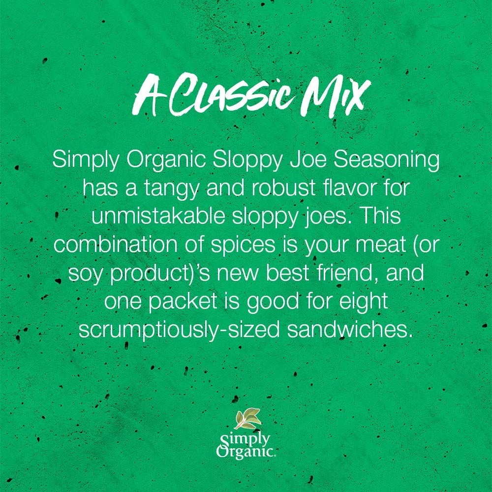 Simply Organic Sloppy Joe Seasoning Mix Organic Gluten Free Vegan 1.41 Oz 12 …