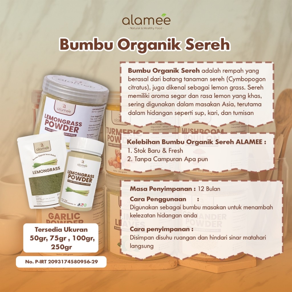 Lemongrass Powder 50g Ground Spice For Cooking And Seasoning Pantry Staple