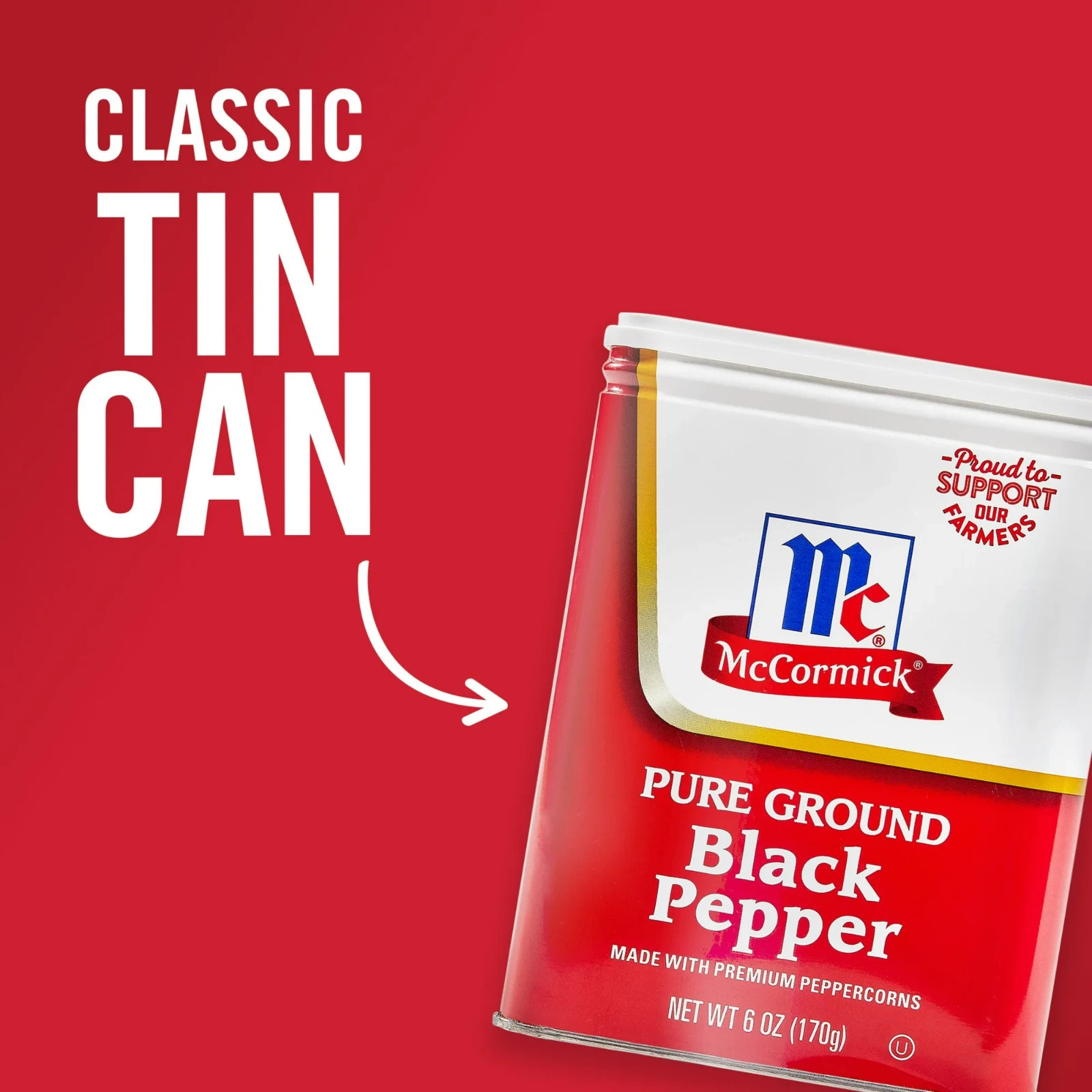 McCormick Pure Ground Black Pepper, 6.0 oz Can..