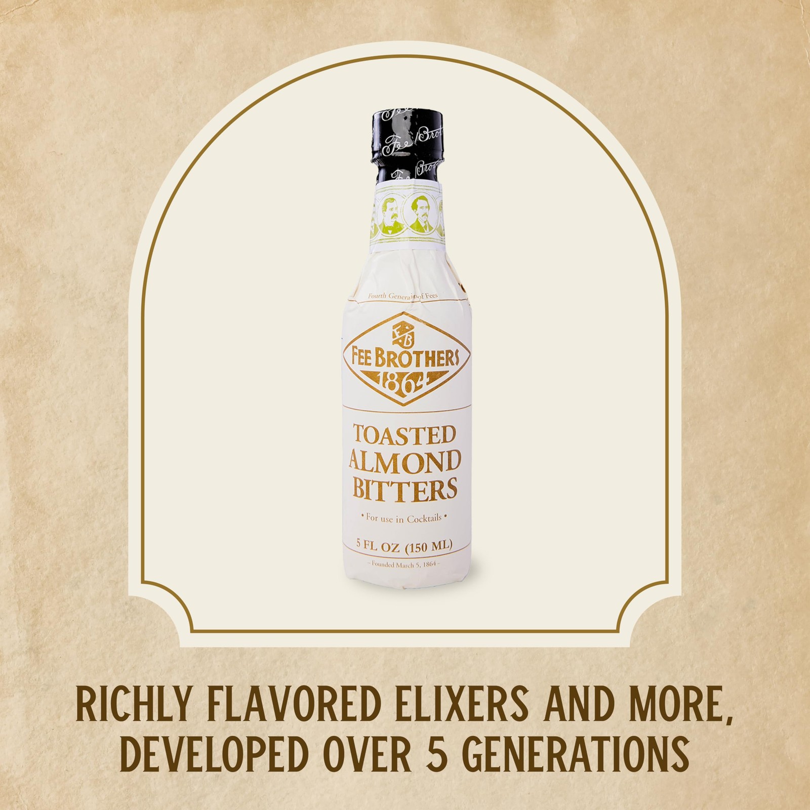 Fee Brothers Toasted Almond Cocktail Bitters – Aromatic 5 Fl Oz (Pack of 1)