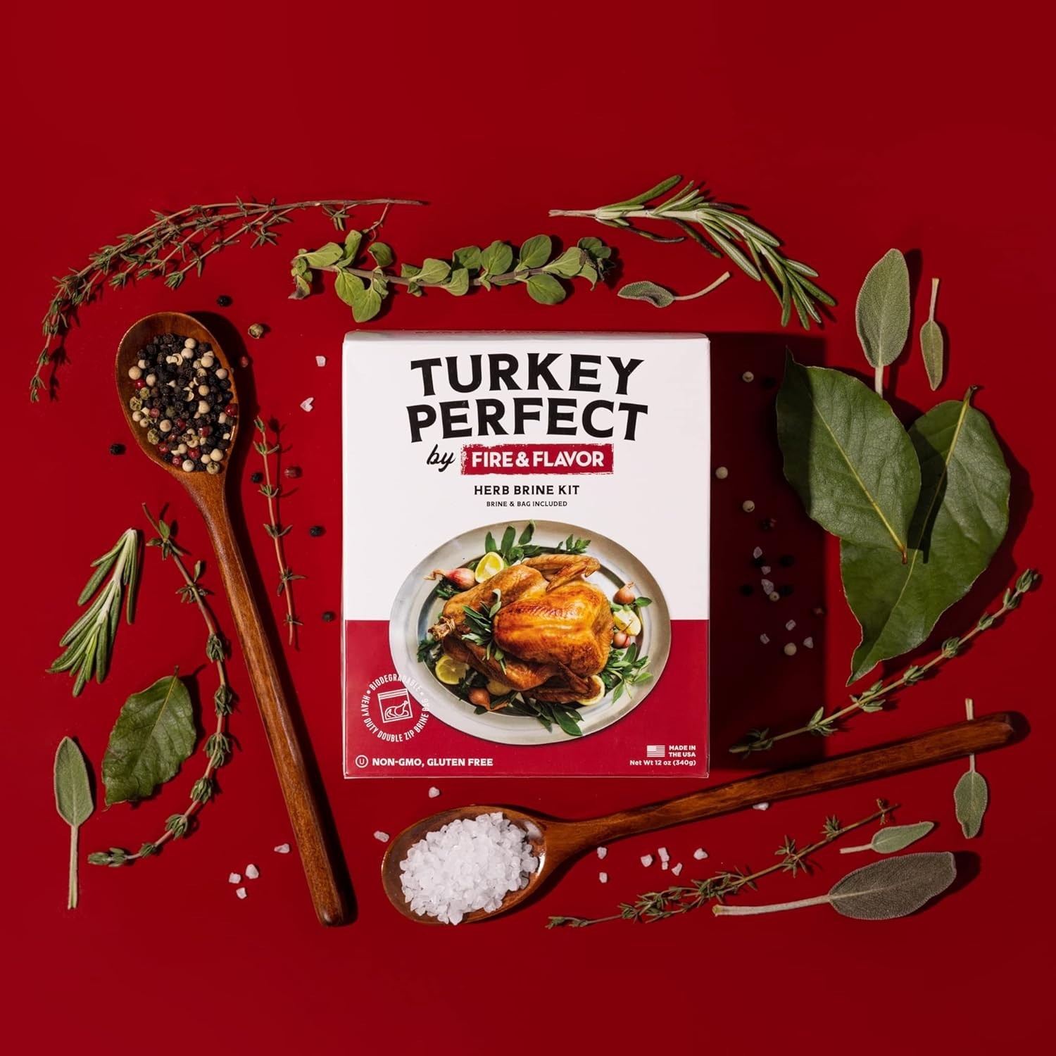 Ultimate Turkey Brining Kit: Natural Herbs, Recipes & Double-Zipper Bag Included