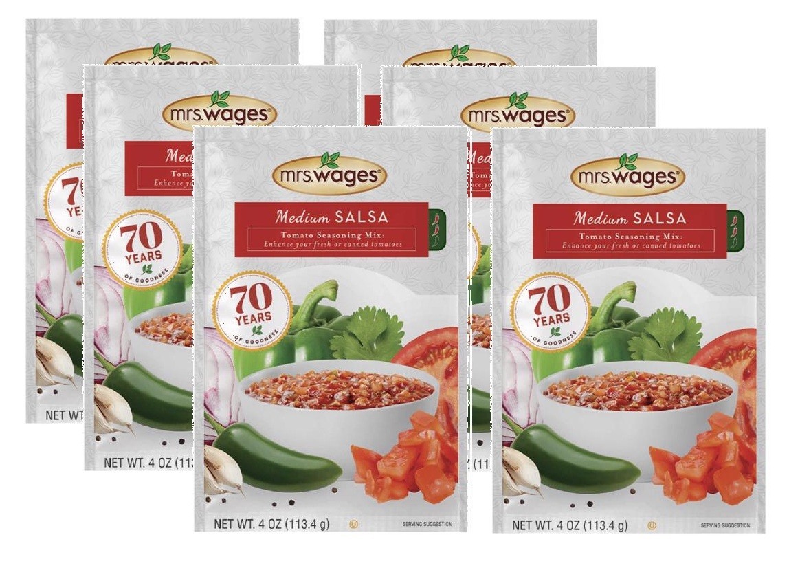 6 PK MRS. WAGES Medium SALSA MIX Tomato Freeze Can or Serve it All Natural 4oz