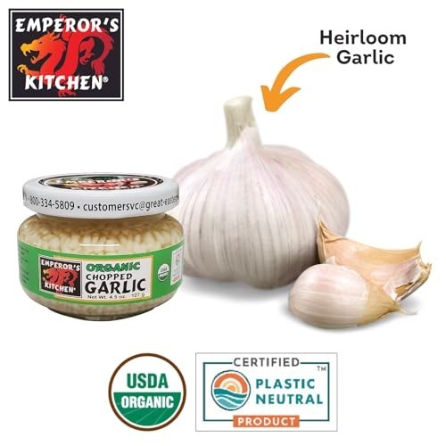 Organic Chopped Garlic 4.5 oz Jar USDA Organic Ready to Use Gluten Free Pantry