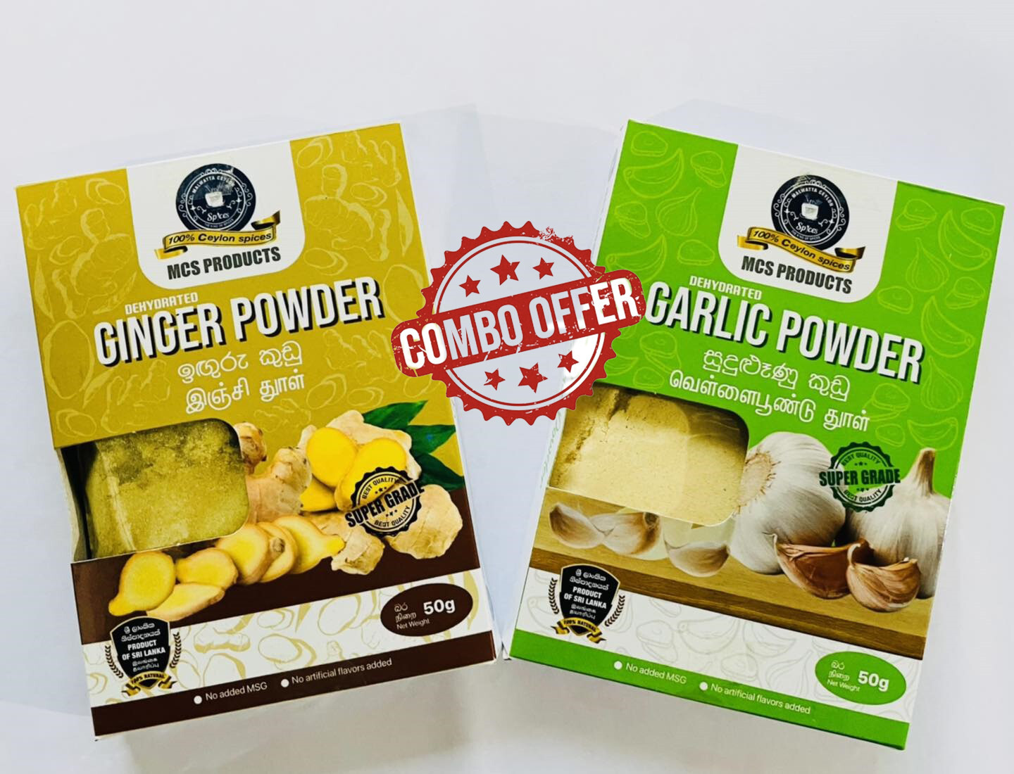 Ginger, Garlic Powder Combo Offer, 100% Pure Natural Ginger of Ceylon Free Shipp