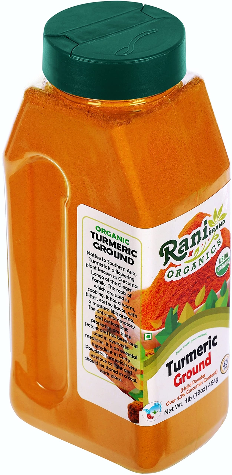 Rani Organic Turmeric (Haldi) Root Powder Spice, (High Curcumin Content) 16oz