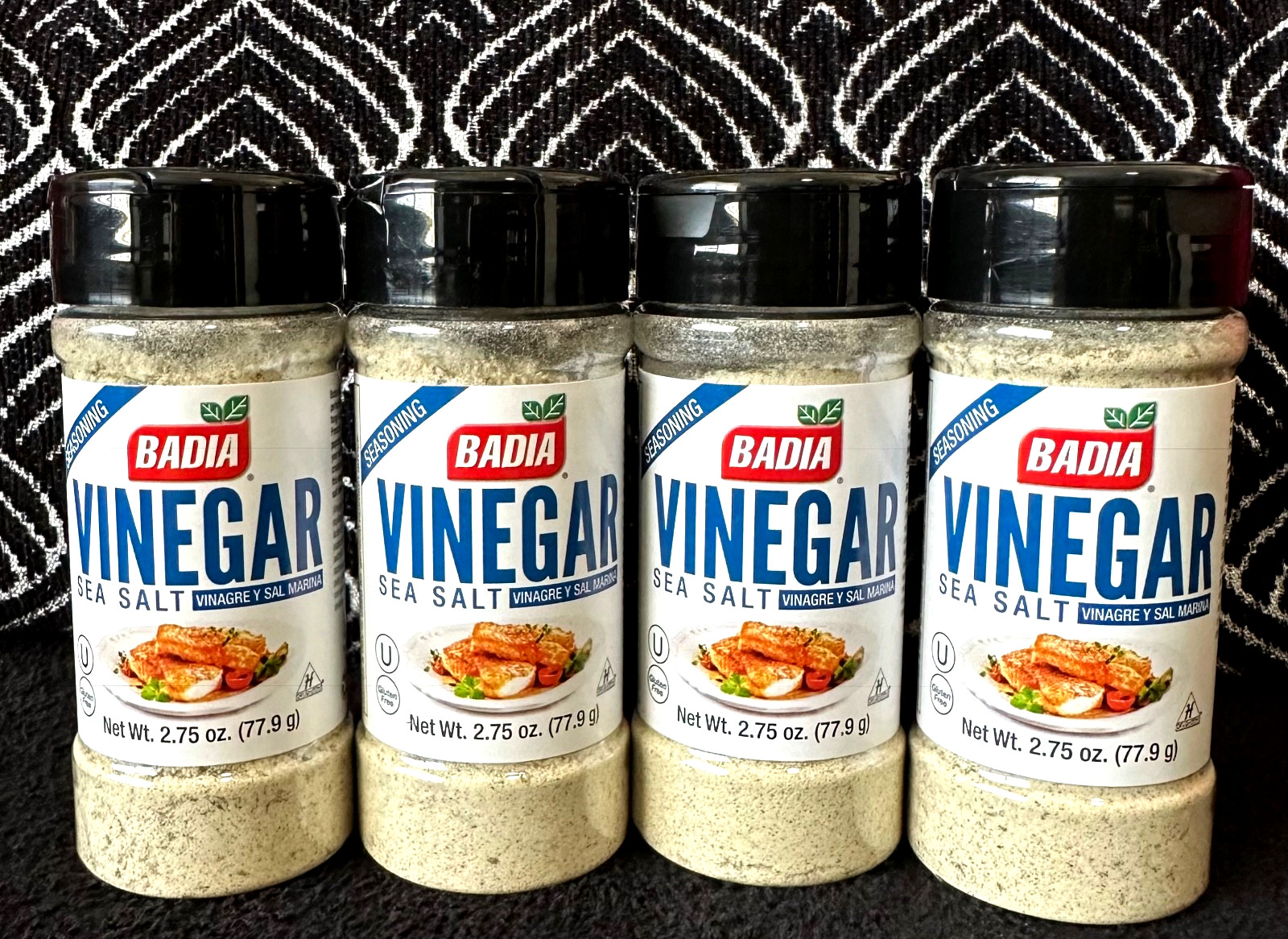 🌺4pk BADIA VINEGAR + SEA SALT DELICIOUS PERFECT SALTY & TANGY SEASONING 2.75oz