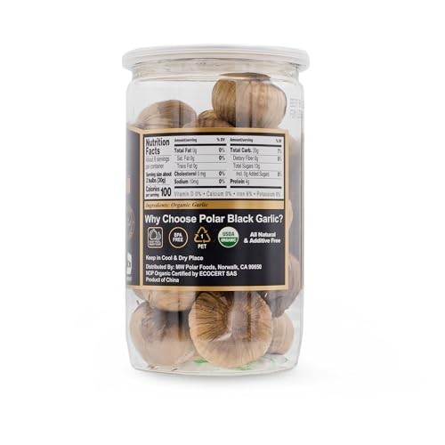 Organic Black Garlic Whole Bulbs 8.8oz (Pack of 6) – Easy Peel, All Natural, Hea