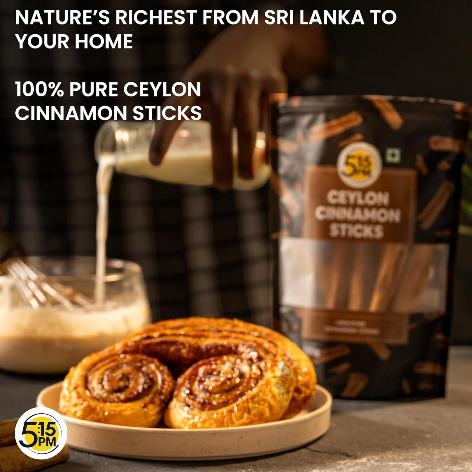 5:15PM Ceylon Cinnamon Sticks Original 100gm Pack of 3 | SriLankan Dalchini Quil