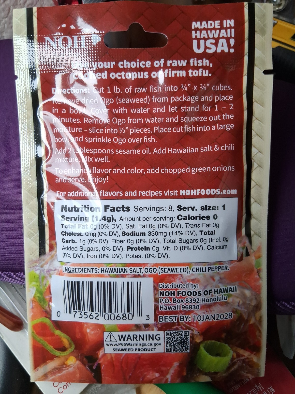 NOH INC Hawaiian Poke Mix 0.4 oz / 11.2g BB 01/10/2028