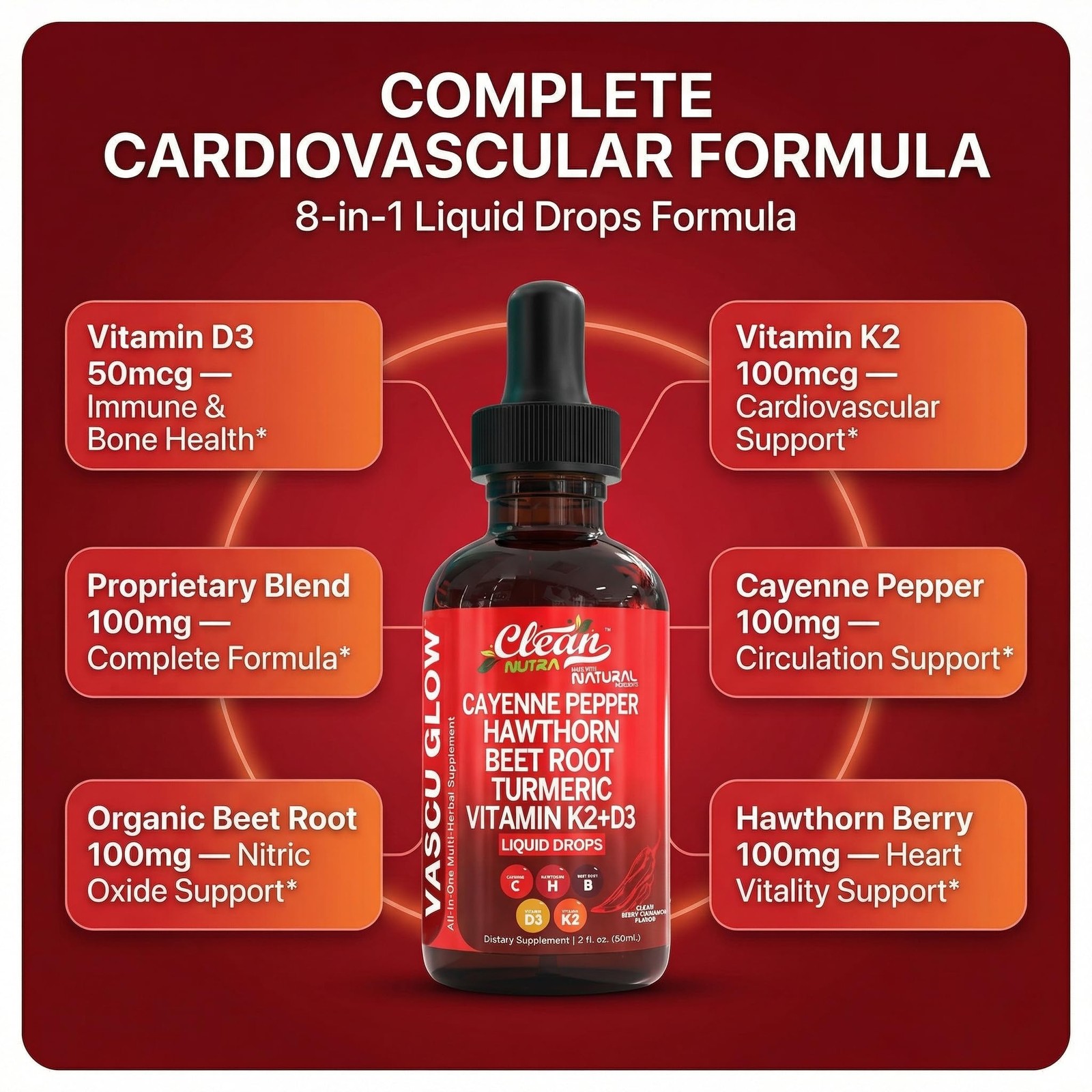 Clean Nutra Cayenne Pepper Drops Supplement Liquid 2 Fl Oz (Pack of 1), Amber