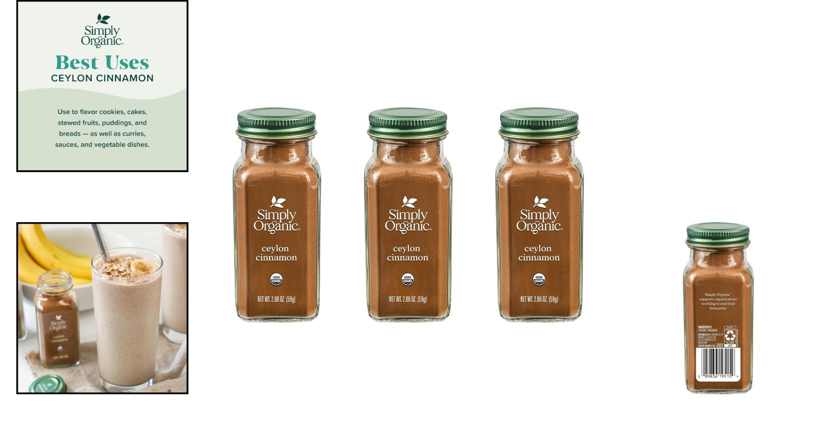 2.08 Oz 3-Pack Ceylon Cinnamon – Organic, Non-GMO Powder for Flavorful Cooking