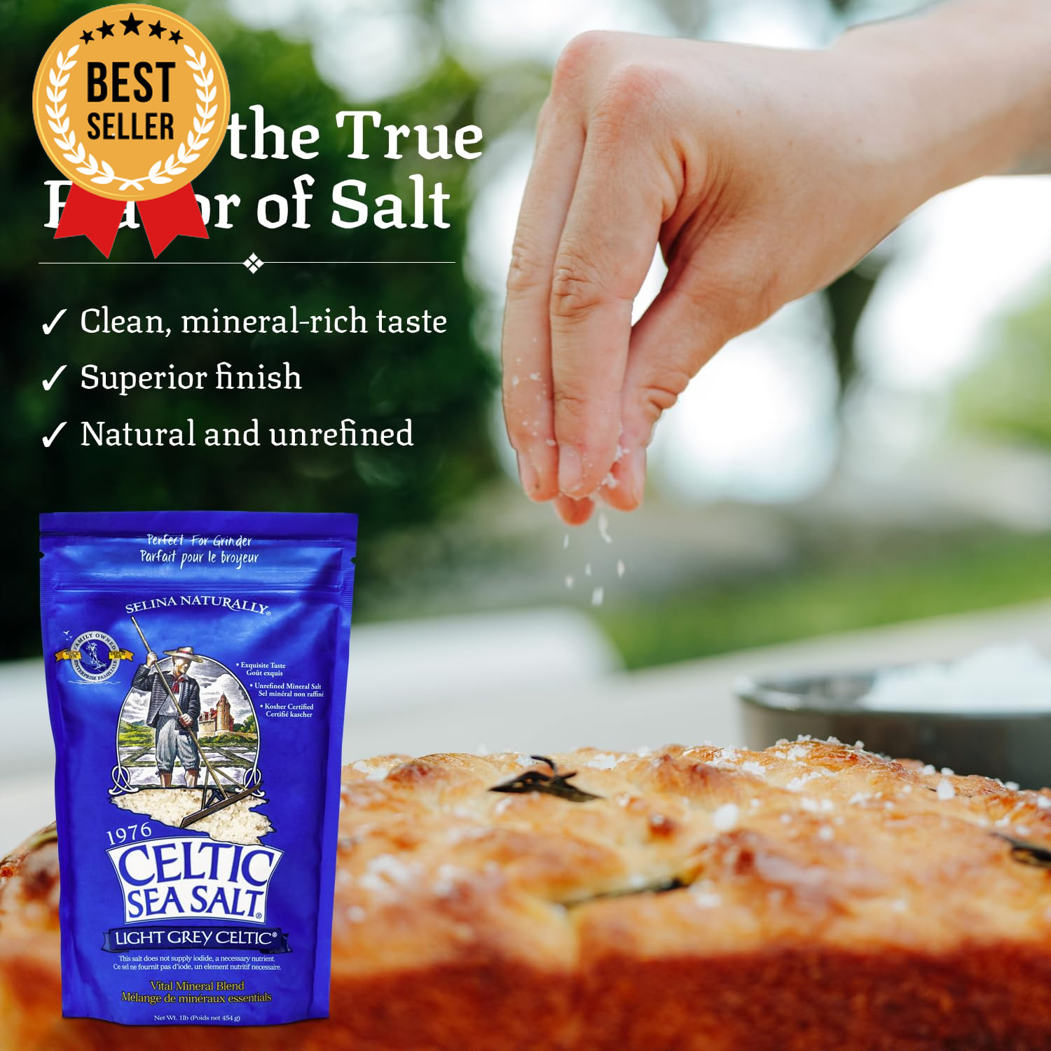 Light Grey Sea Salt 1lb Unrefined Mineral Salt Resealable Bag Hand-Harvested