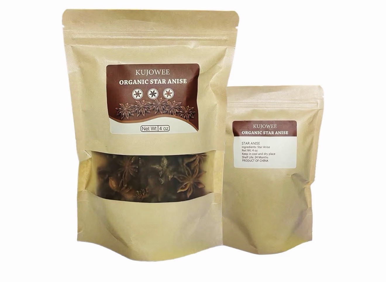 KUJOWEE Organic Star Anise Single Spice Pantry Item, Organic Star Anise 4 oz