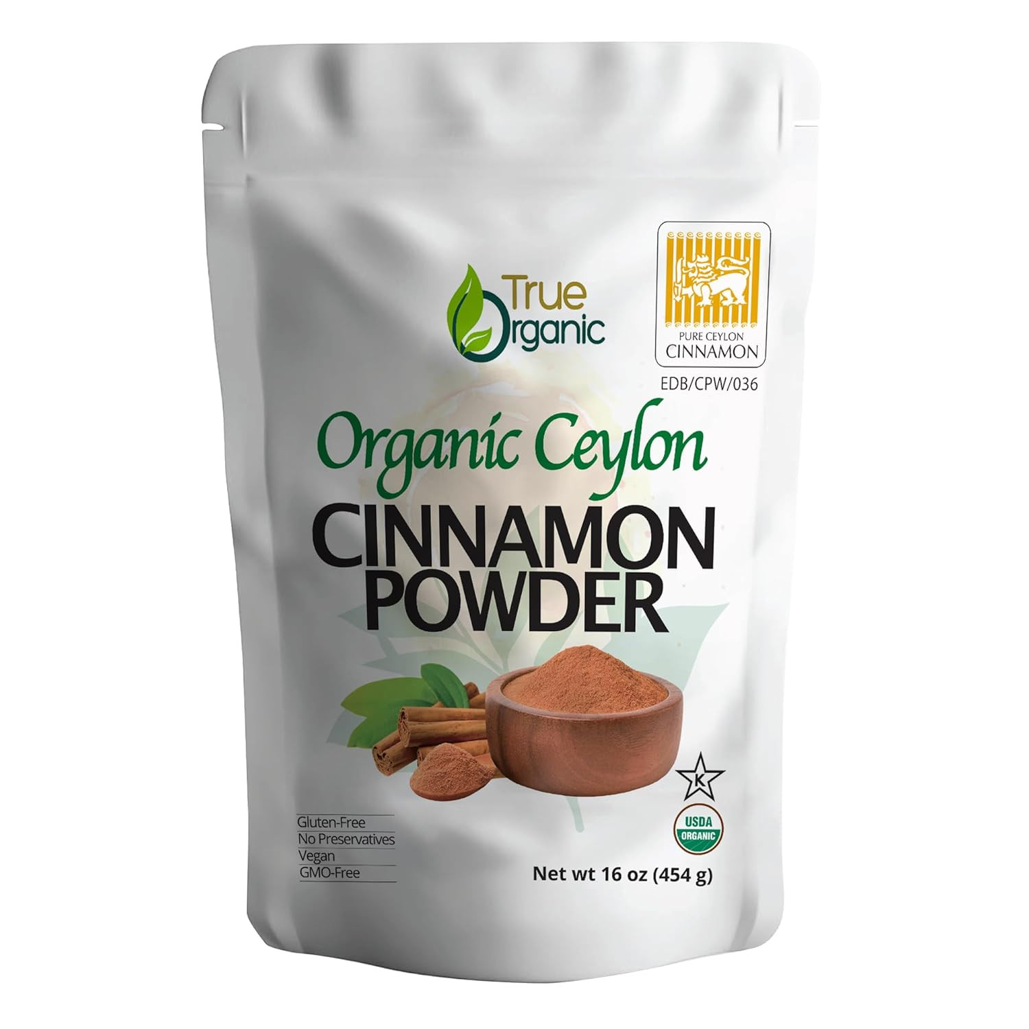 Pure Ceylon Cinnamon Powder, 1 Lb, Premium Grade, Gluten Free, USDA & Kosher Cer