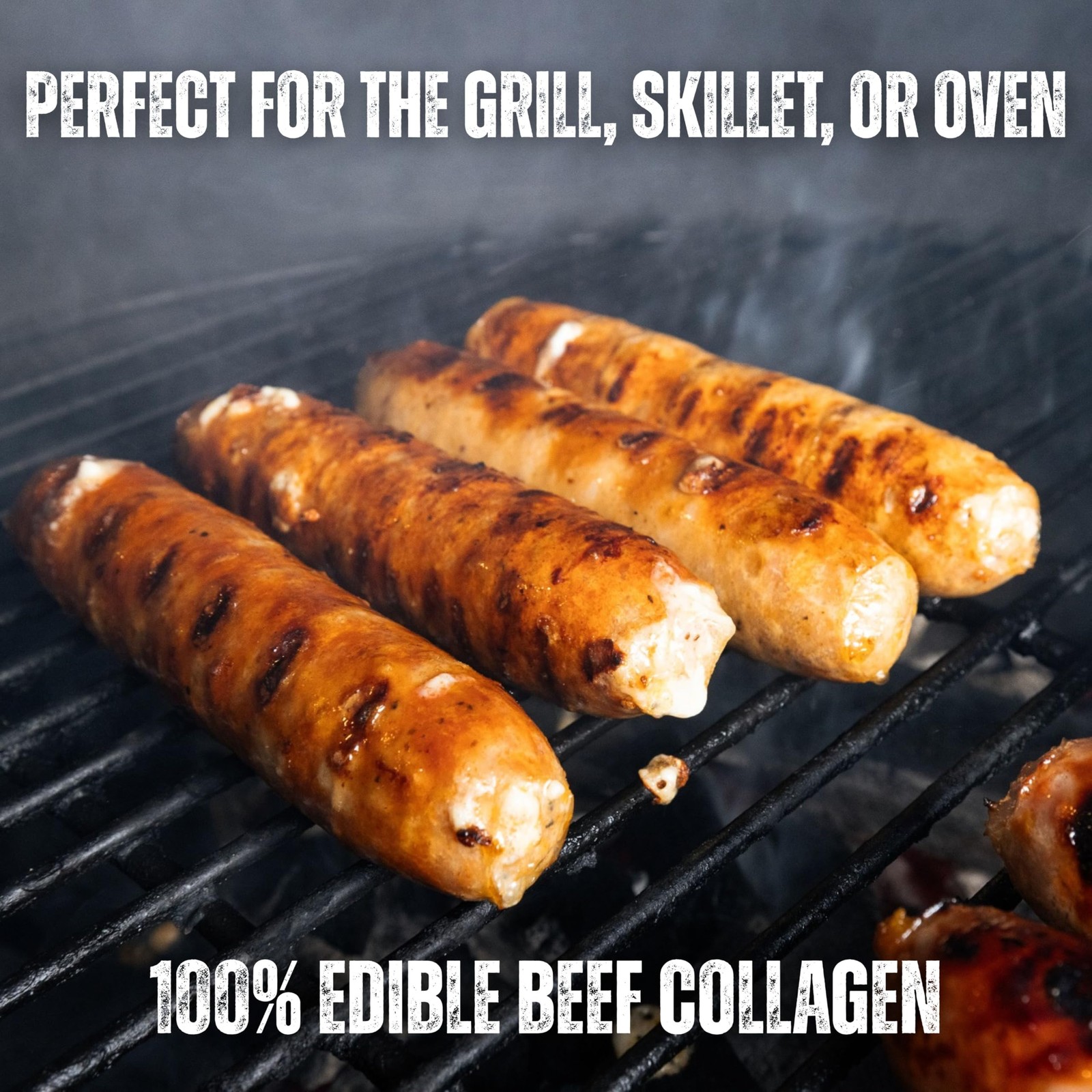 32mm Edible Collagen Sausage Casings 2 Pack Holds 25lb Fresh Bratwurst Italian