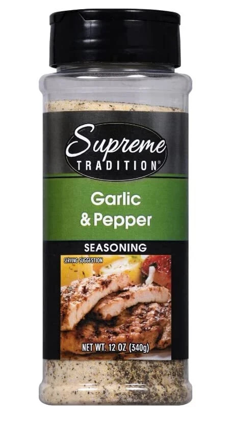 (Pack of 1) Supreme Tradition GARLIC & PEPPER Seasoning 12 oz 1. 05/04/2028