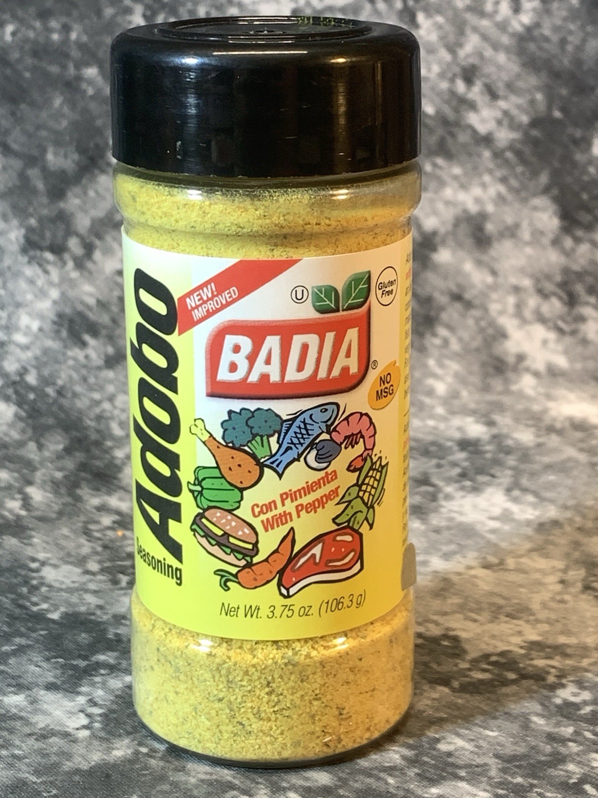Badia Adobo WITH PEPPER seasoning/Meat/Chicken/Seafood/Vegetabe NO MSG 3.75 OZ