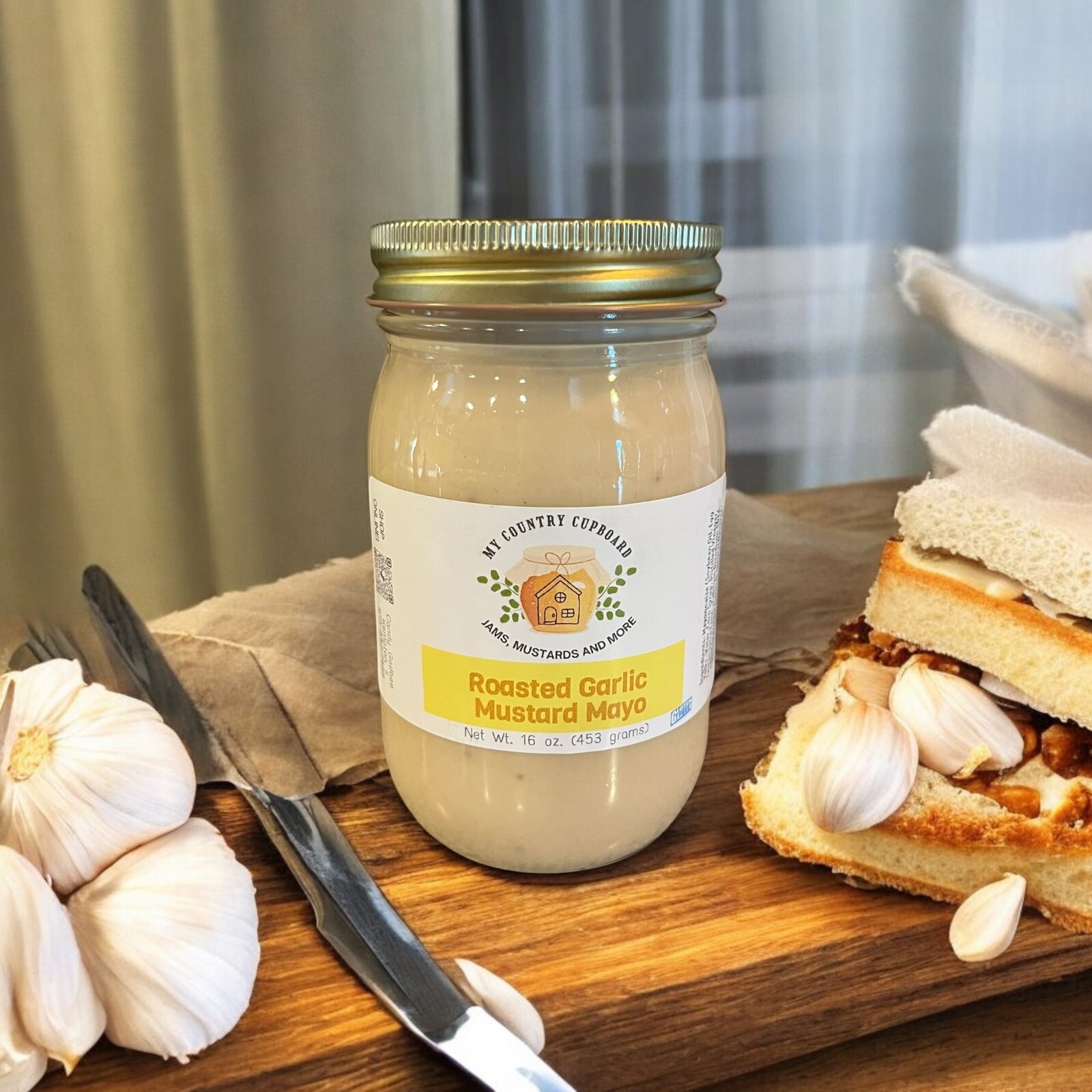 Roasted Garlic Mustard Mayo, Homemade Roasted Garlic Mayo
