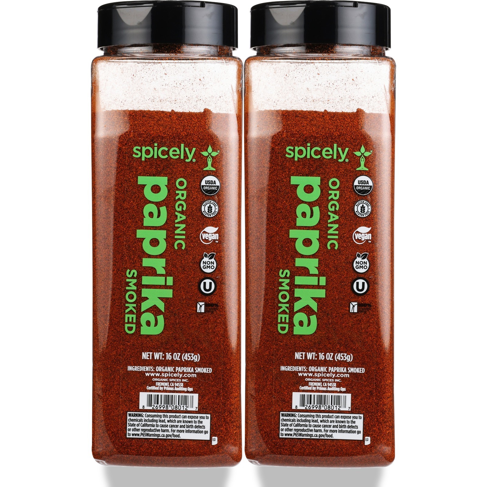 Organic Smoked Paprika Ground Spicely 16 Oz Spice 2 Pack
