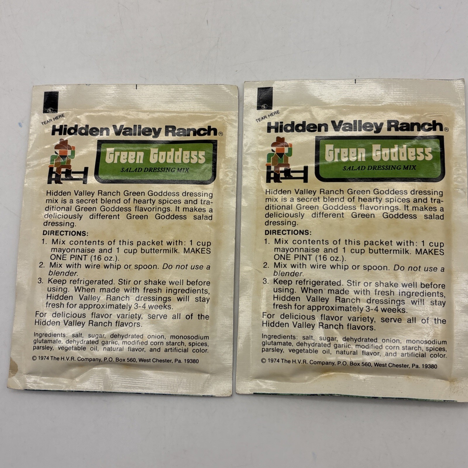 Vintage Hidden Valley Ranch Green Goddess Salad Dressing Mix 1974 Movie Prop