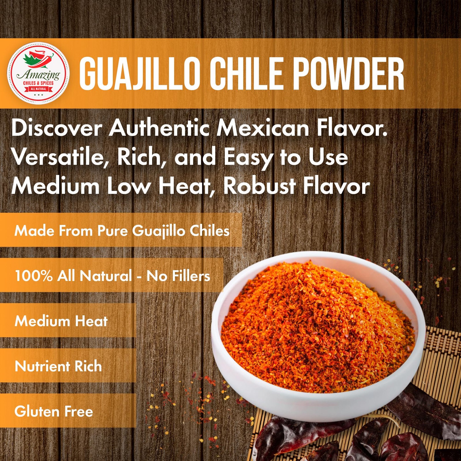 Guajillo Chile Powder Ground (4oz) – Natural and Premium. Great For Chili, Sa…