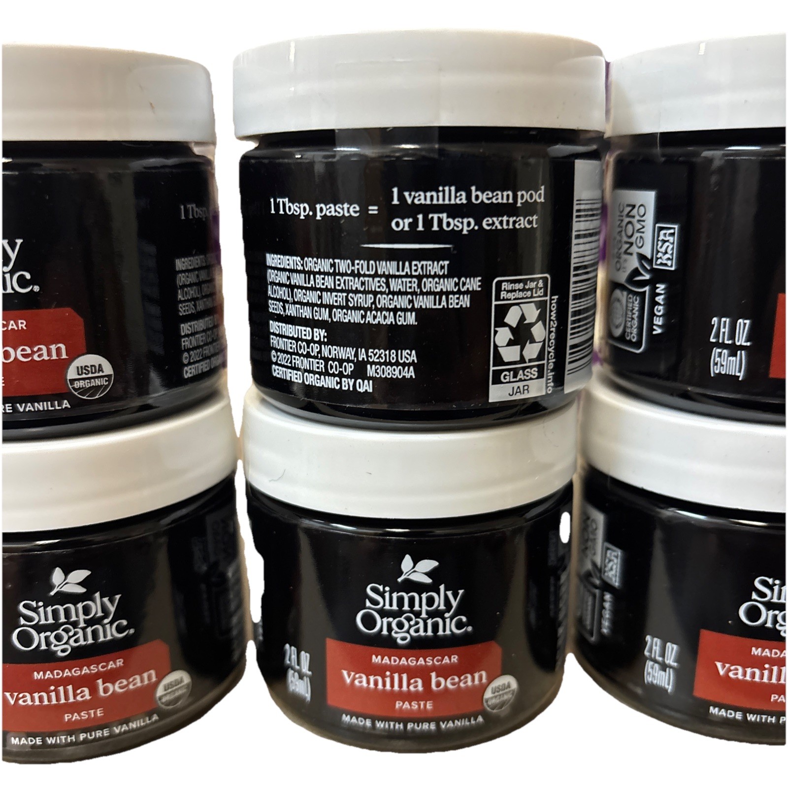 6-Pack Simply Organic Madagascar Vanilla Bean Paste 2 Oz Ea BB 01/2028