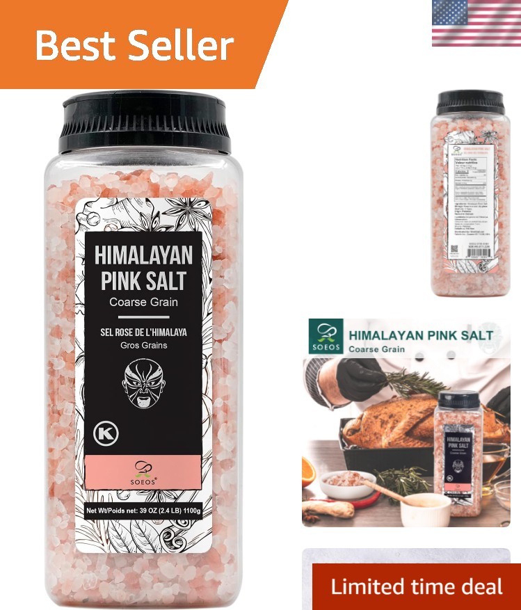 Himalayan Pink Salt Coarse Grain 39Oz – Sea Salt Substitute for Gourmet Cooking