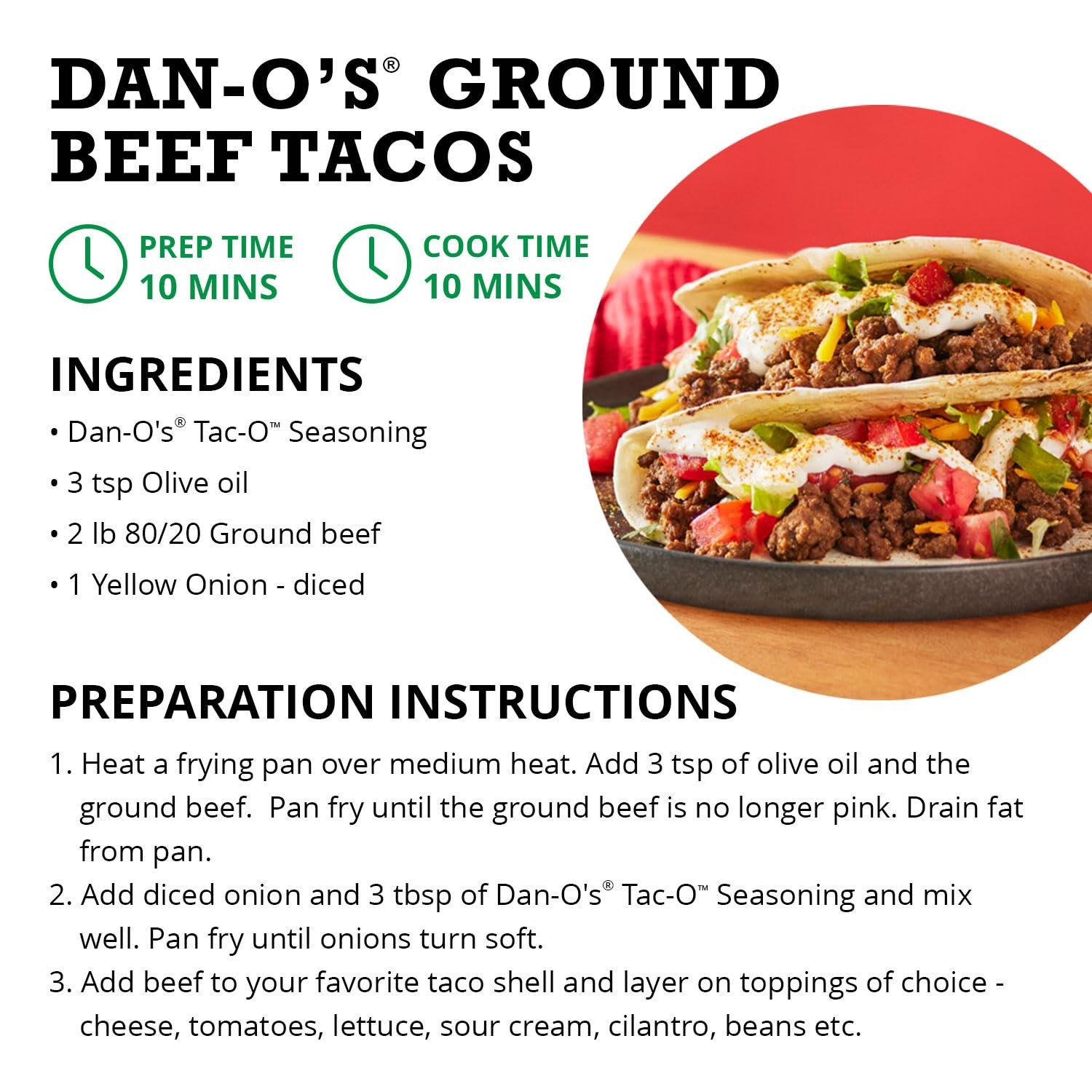 Dan-O’s Tac-O™ Seasoning – Great on Tacos, Meats, Veggies, and Snacks – All-P…