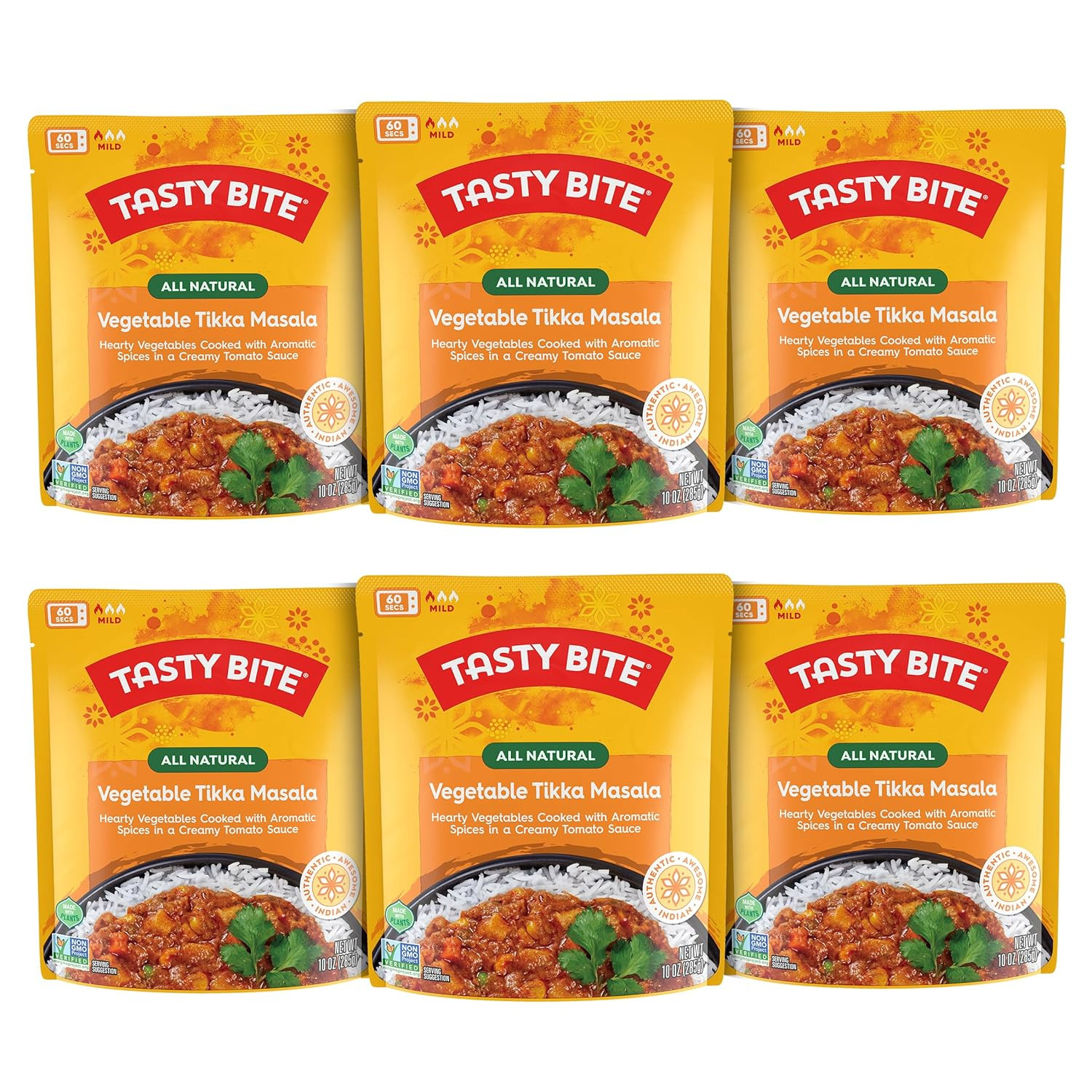 Vegetable Tikka Masala, 10 Ounce, Pack of 6, Ready to Eat, Microwavable Entree,