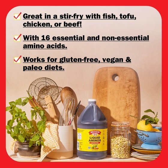 (2 pack) Bragg Gluten-Free Liquid Aminos Soy Protein Seasoning, 16 fl oz…